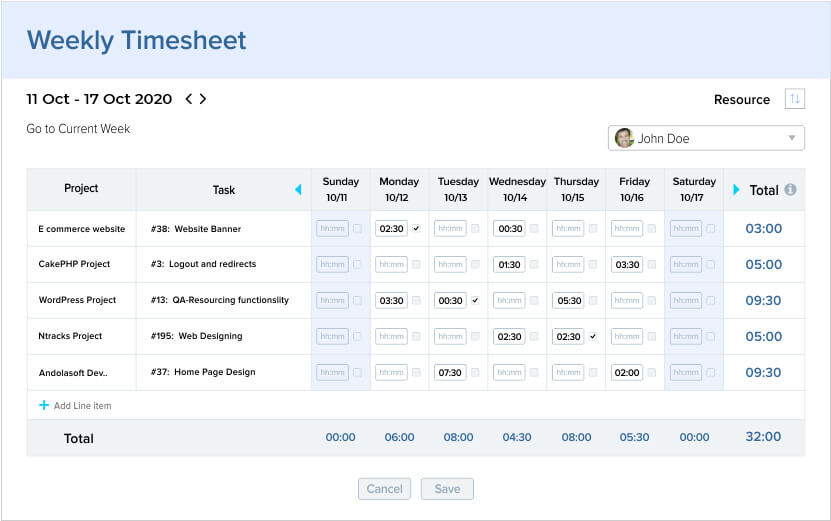 Daily or Weekly Timesheet