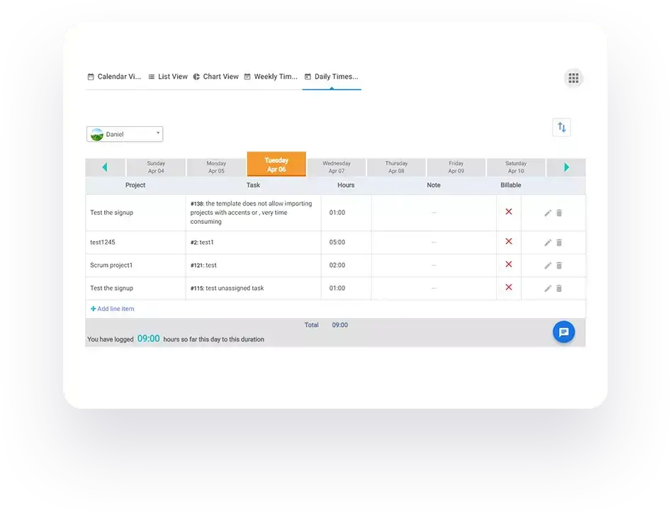 Daily Time Tracking Timesheet