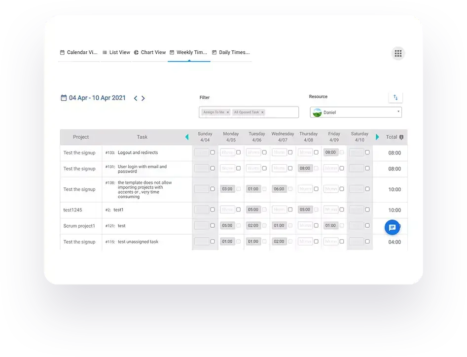 Weekly Time Tracking Timesheet